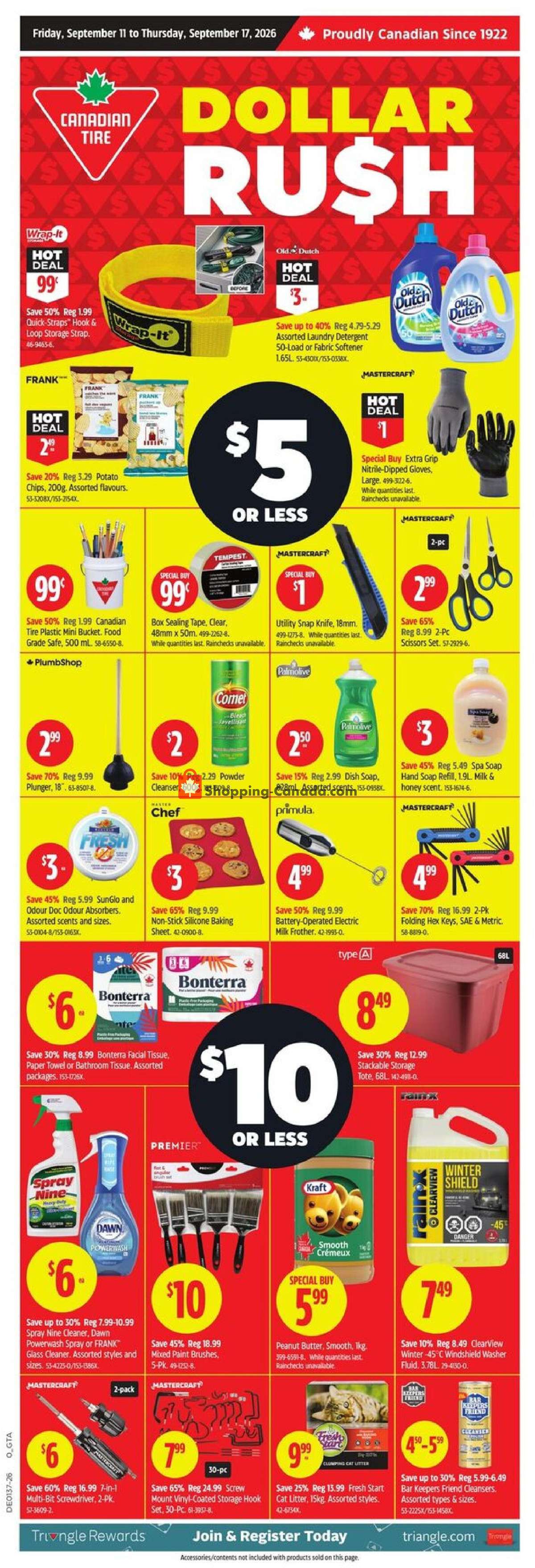 Canadian Tire flyer from Friday September 11, 2026 to Thursday September 17, 2026 - page 1
