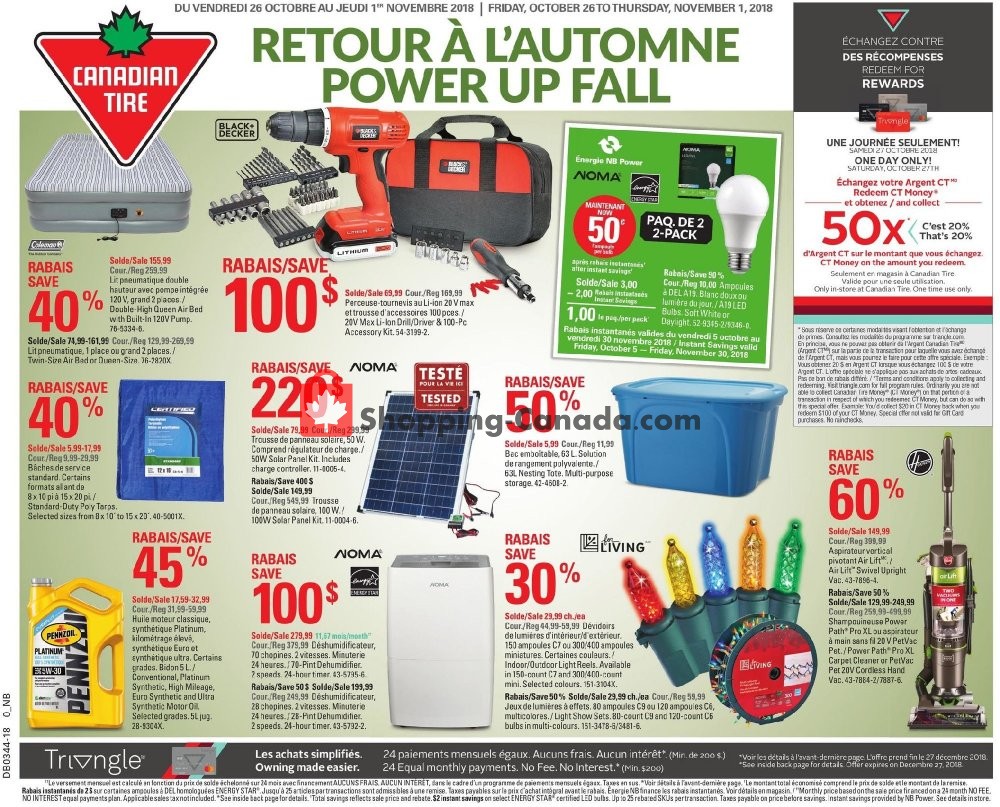 Canadian Tire flyer from Friday October 26, 2018 to Thursday November 1, 2018 - page 1
