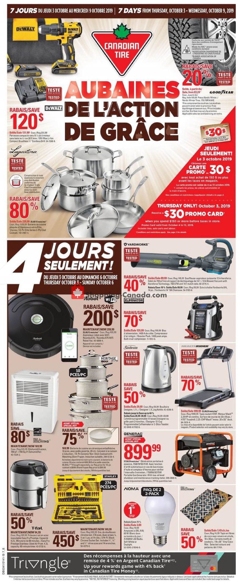 Canadian Tire flyer from Thursday October 3, 2019 to Wednesday October 9, 2019 - page 1