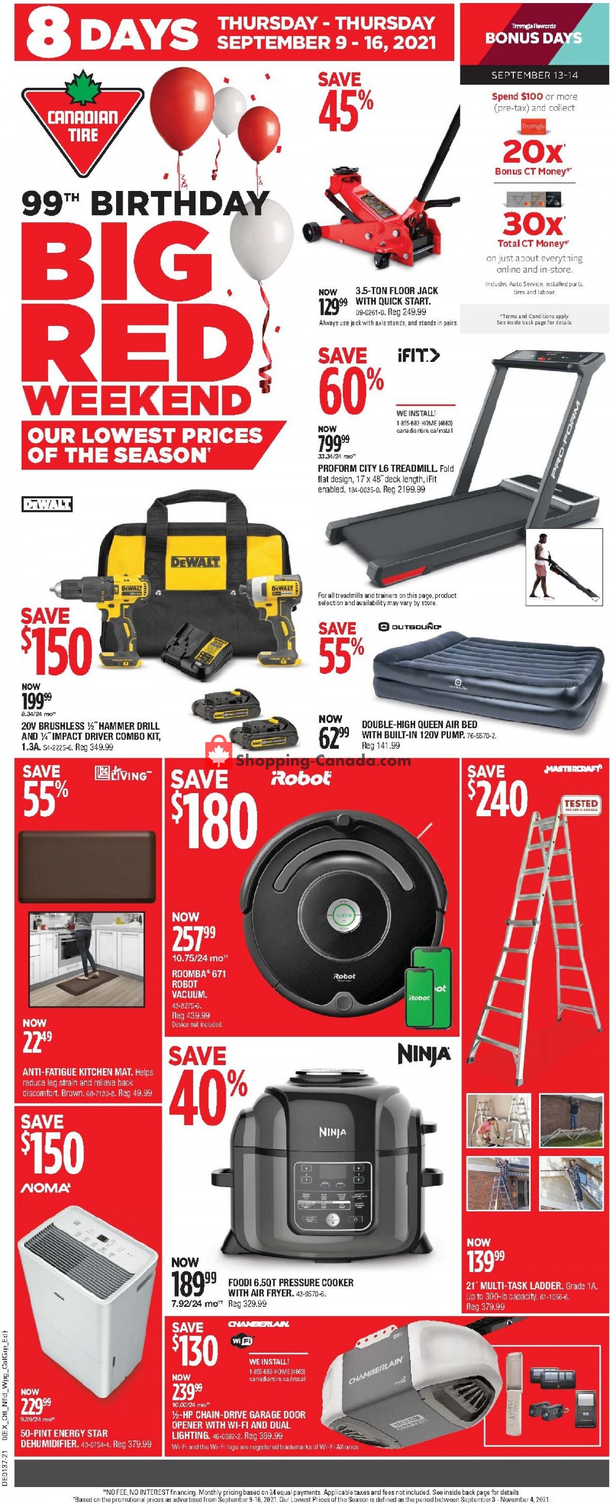 Canadian Tire flyer from Thursday September 9, 2021 to Thursday September 16, 2021 - page 1