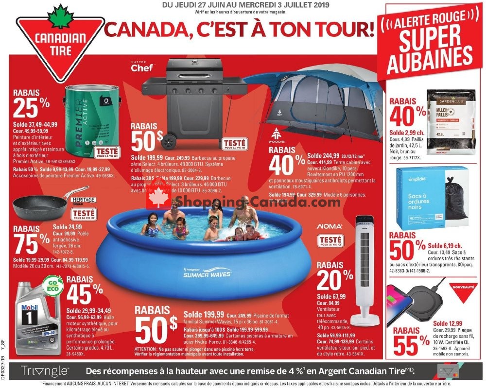 Canadian Tire flyer from Thursday June 27, 2019 to Wednesday July 3, 2019 - page 1