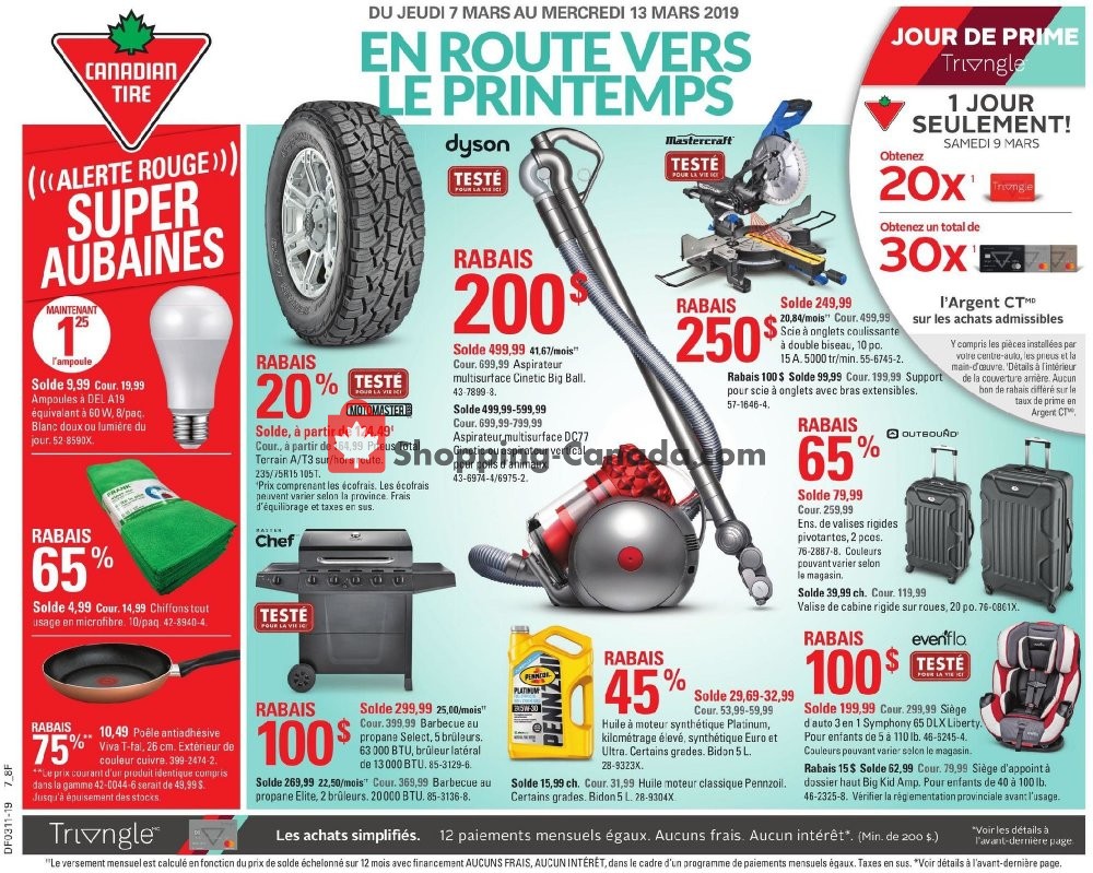 Canadian Tire flyer from Thursday March 7, 2019 to Wednesday March 13, 2019 - page 1