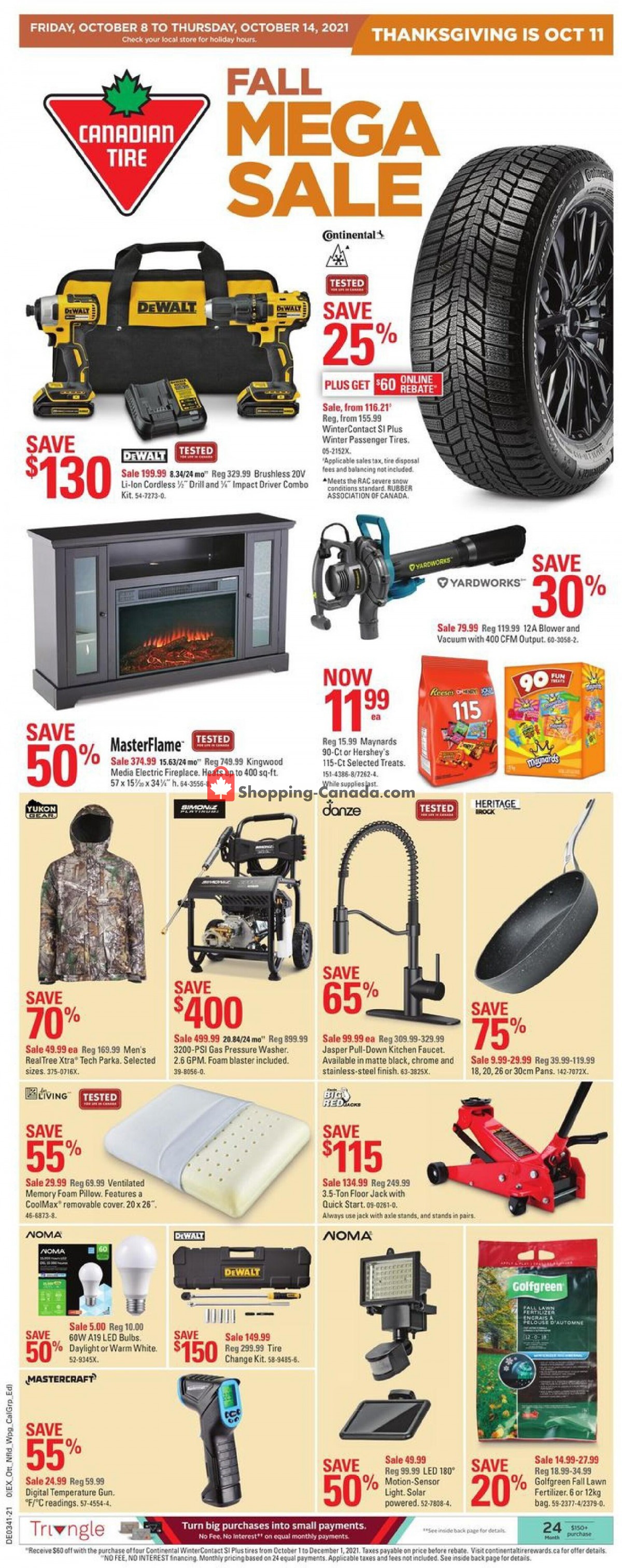 Canadian Tire flyer from Friday October 8, 2021 to Thursday October 14, 2021 - page 1