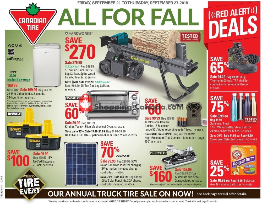 Canadian Tire flyer from Friday September 21, 2018 to Thursday September 27, 2018 - page 1