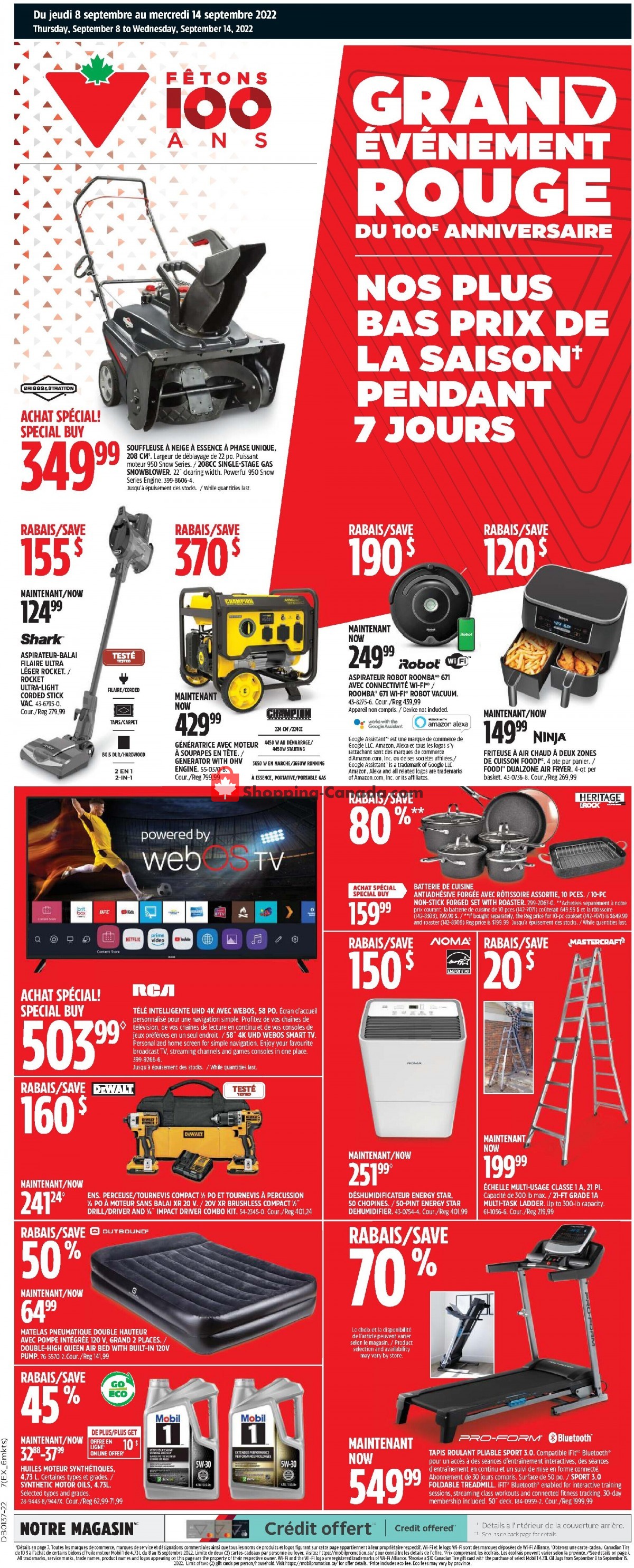 Canadian Tire Canada, flyer (Grand Evenement Rouge QC) September 8