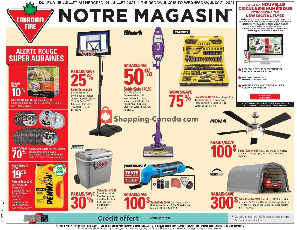 Canadian Tire flyer from Thursday July 15, 2021 to Wednesday July 21, 2021 - page 1