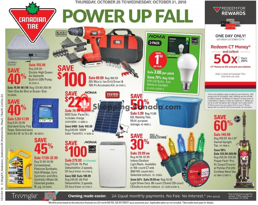 Canadian Tire flyer from Thursday October 25, 2018 to Wednesday October 31, 2018 - page 1