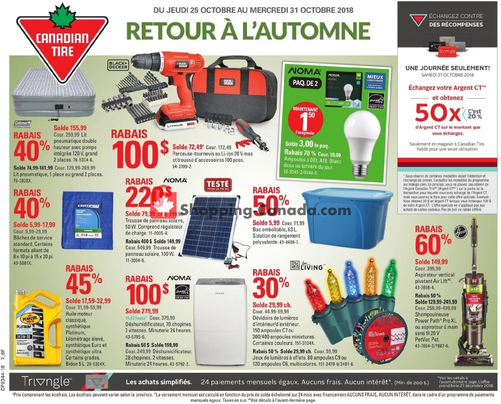 Canadian Tire flyer from Thursday October 25, 2018 to Wednesday October 31, 2018 - page 1