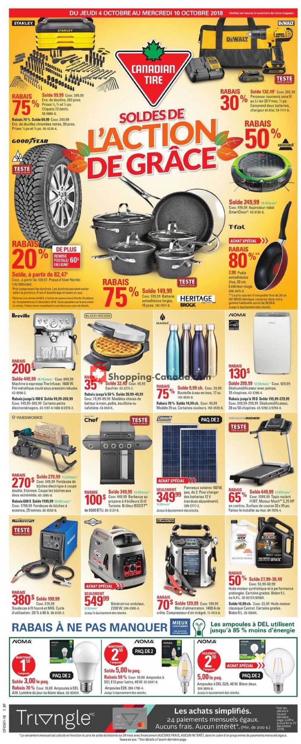 Canadian Tire flyer from Thursday October 4, 2018 to Wednesday October 10, 2018 - page 1