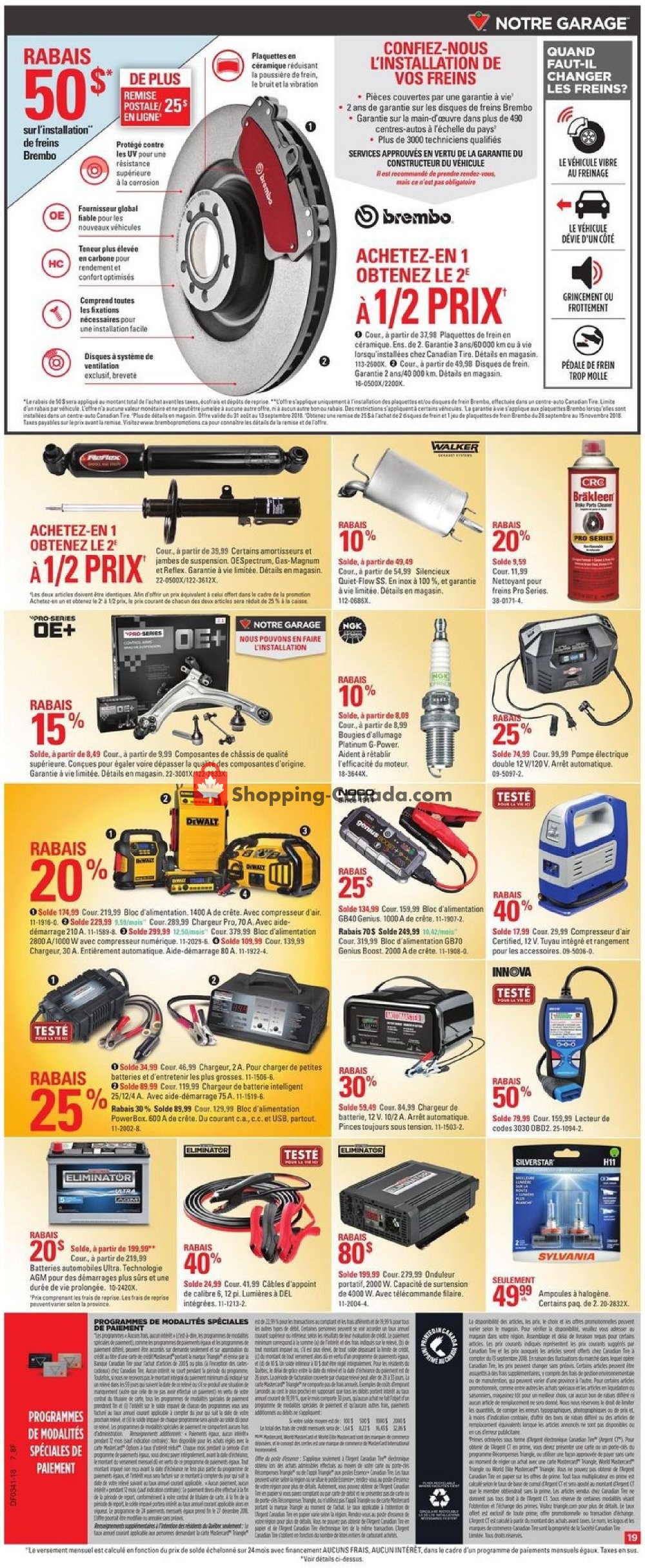 Canadian Tire flyer from Thursday October 4, 2018 to Wednesday October 10, 2018 - page 19
