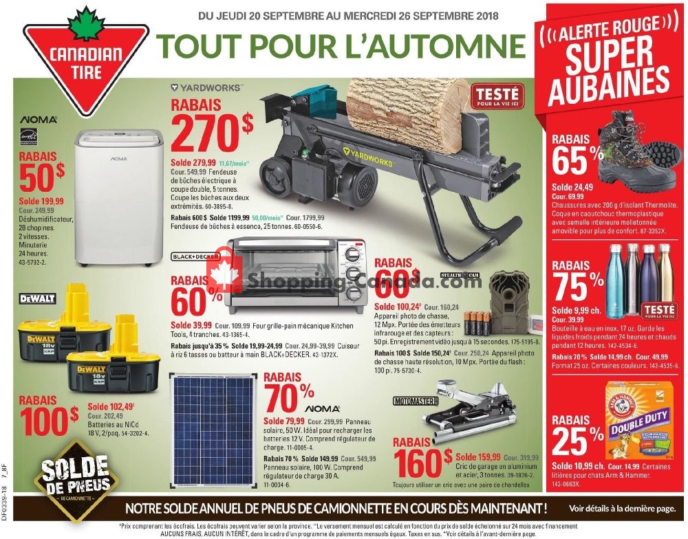 Canadian Tire flyer from Friday September 21, 2018 to Thursday September 27, 2018 - page 1