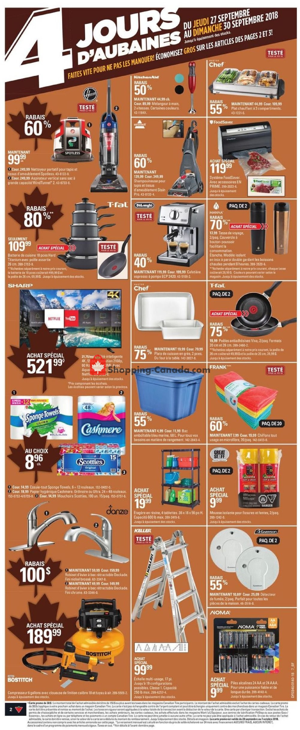 Canadian Tire flyer from Thursday September 27, 2018 to Wednesday October 3, 2018 - page 2