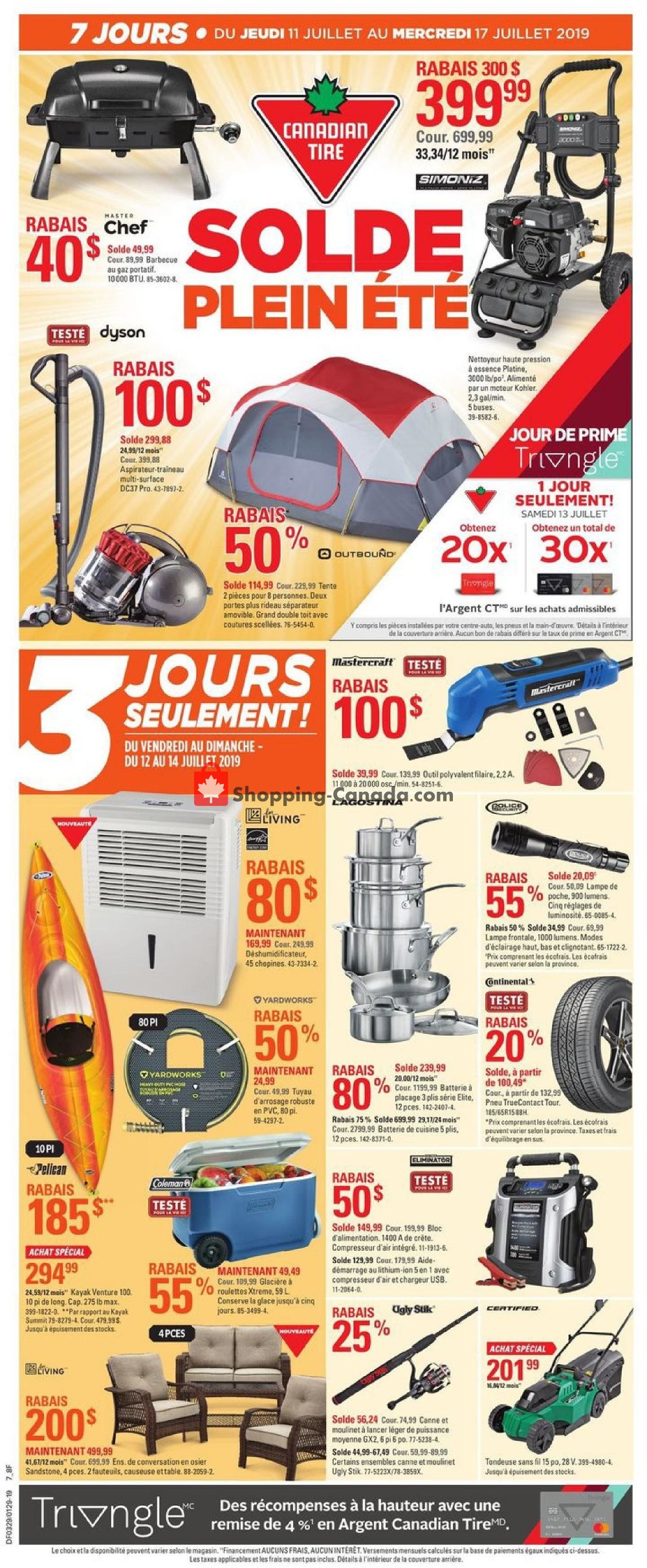 Canadian Tire flyer from Thursday July 11, 2019 to Wednesday July 17, 2019 - page 1