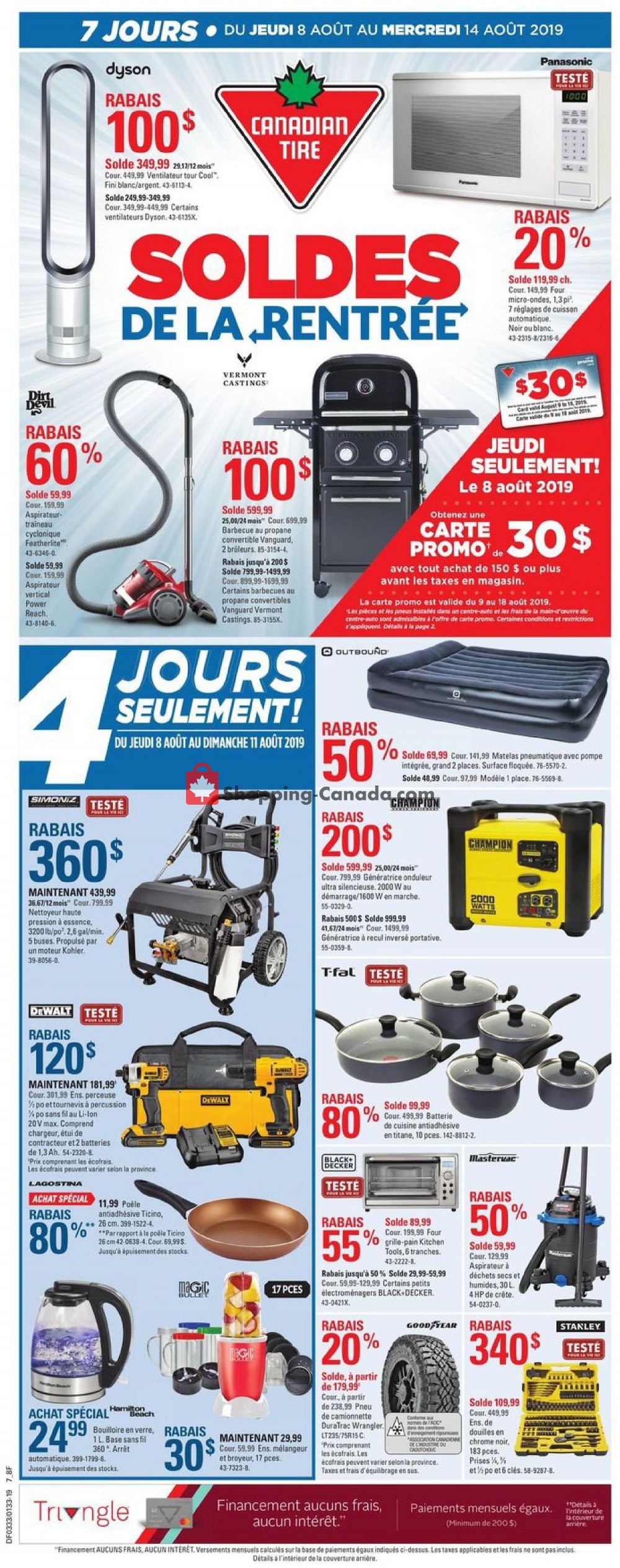 Canadian Tire flyer from Thursday August 8, 2019 to Wednesday August 14, 2019 - page 1
