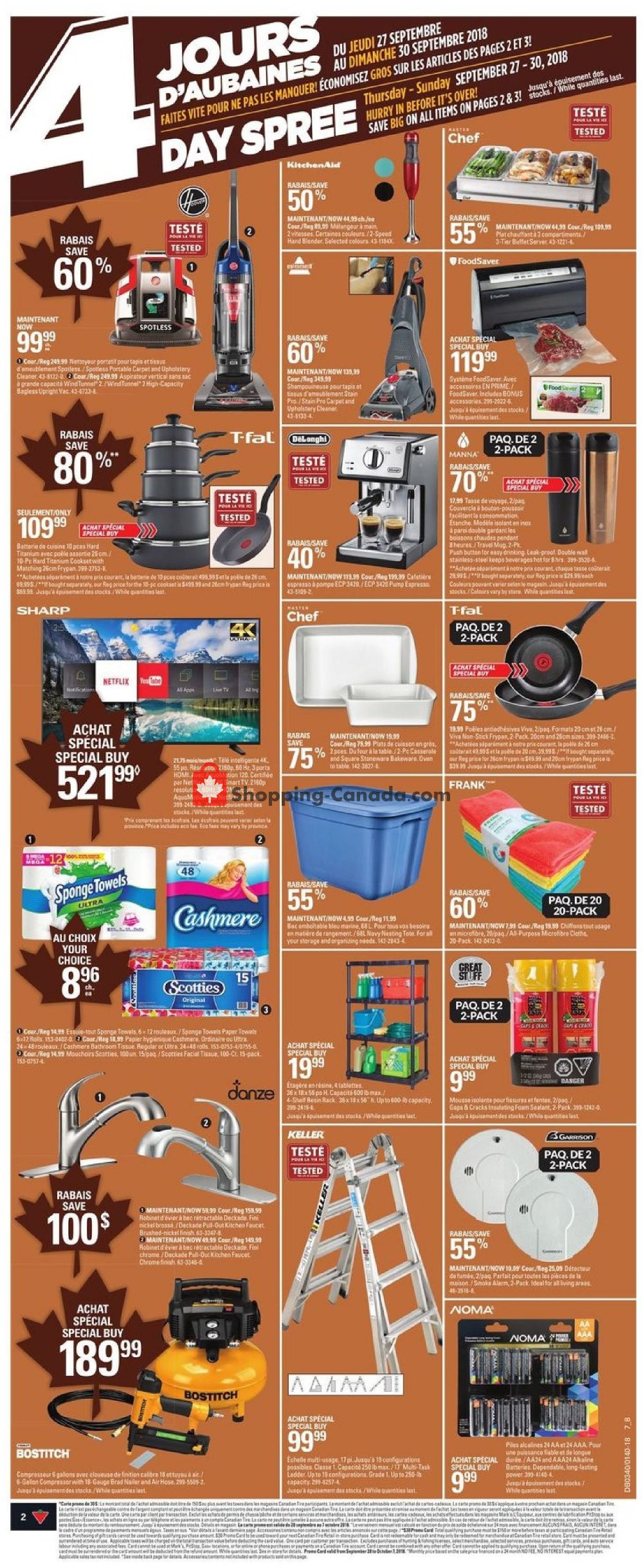 Canadian Tire flyer from Thursday September 27, 2018 to Wednesday October 3, 2018 - page 2