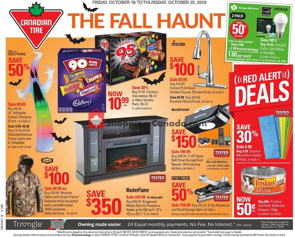 Canadian Tire flyer from Friday October 19, 2018 to Thursday October 25, 2018 - page 1