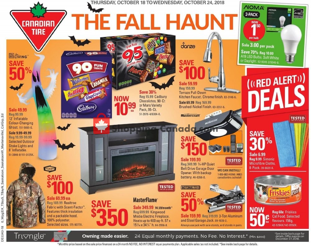 Canadian Tire flyer from Thursday October 18, 2018 to Wednesday October 24, 2018 - page 1