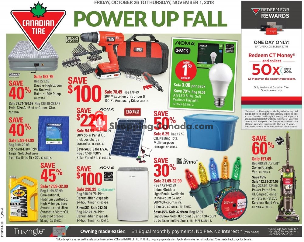 Canadian Tire flyer from Friday October 26, 2018 to Thursday November 1, 2018 - page 1