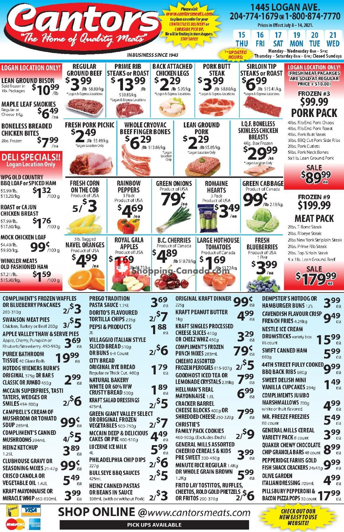 Cantor's Meats flyer from Thursday July 15, 2021 to Wednesday July 21, 2021 - page 1