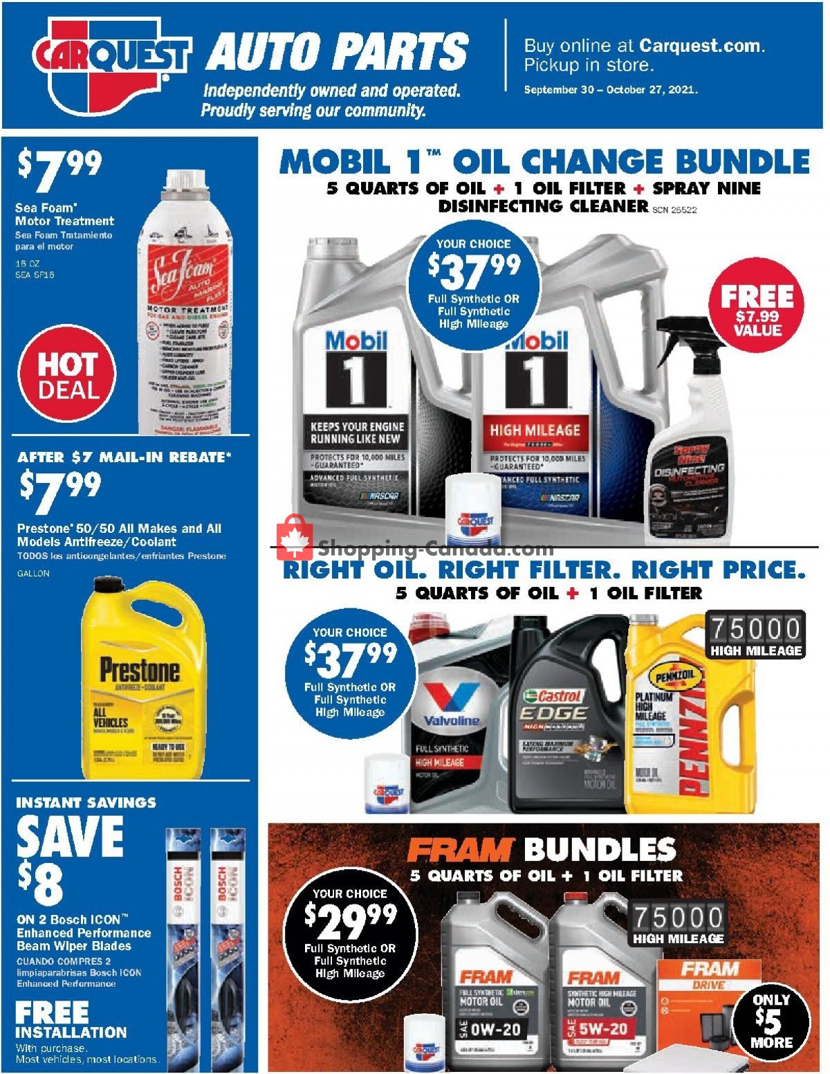 Carquest professionals flyer from Thursday September 30, 2021 to Wednesday October 27, 2021 - page 1