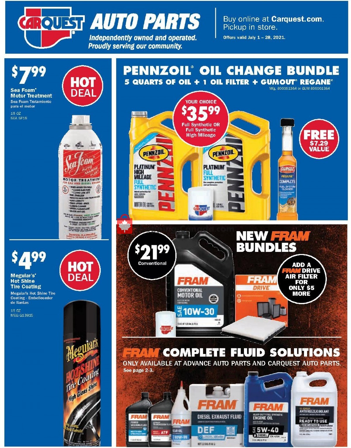 Carquest professionals flyer from Thursday July 1, 2021 to Wednesday July 28, 2021 - page 1