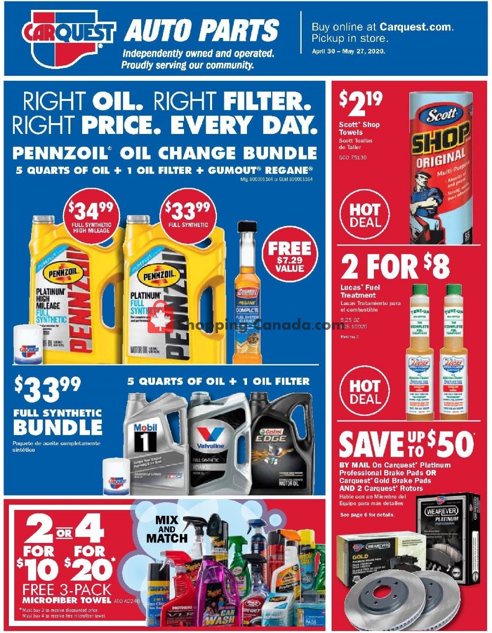 Carquest professionals Canada, flyer (Special Offer) April 30 May