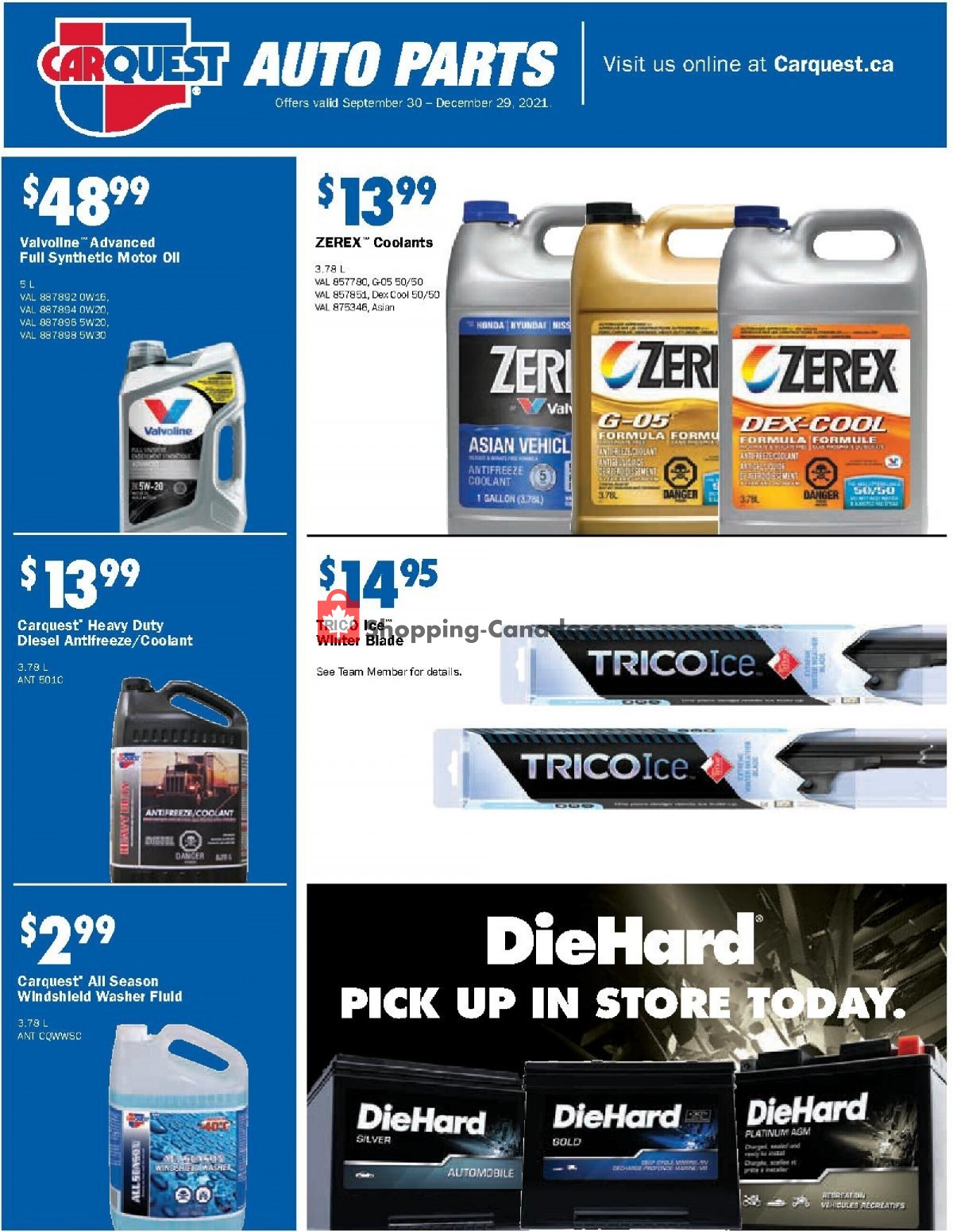 Carquest professionals flyer from Thursday September 30, 2021 to Wednesday December 29, 2021 - page 1