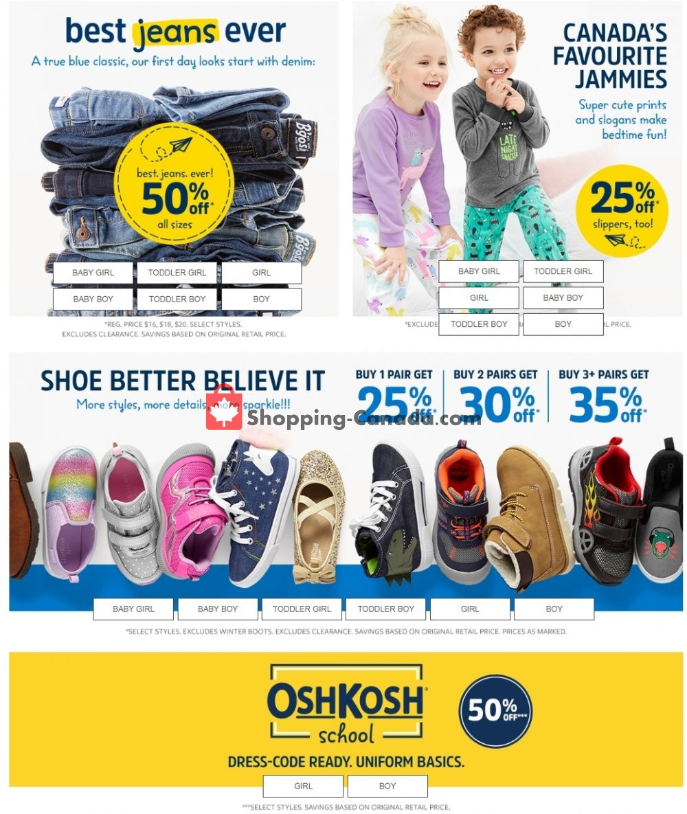 Carter's Oshkosh Canada, flyer (Special Offer) August 22 August 28