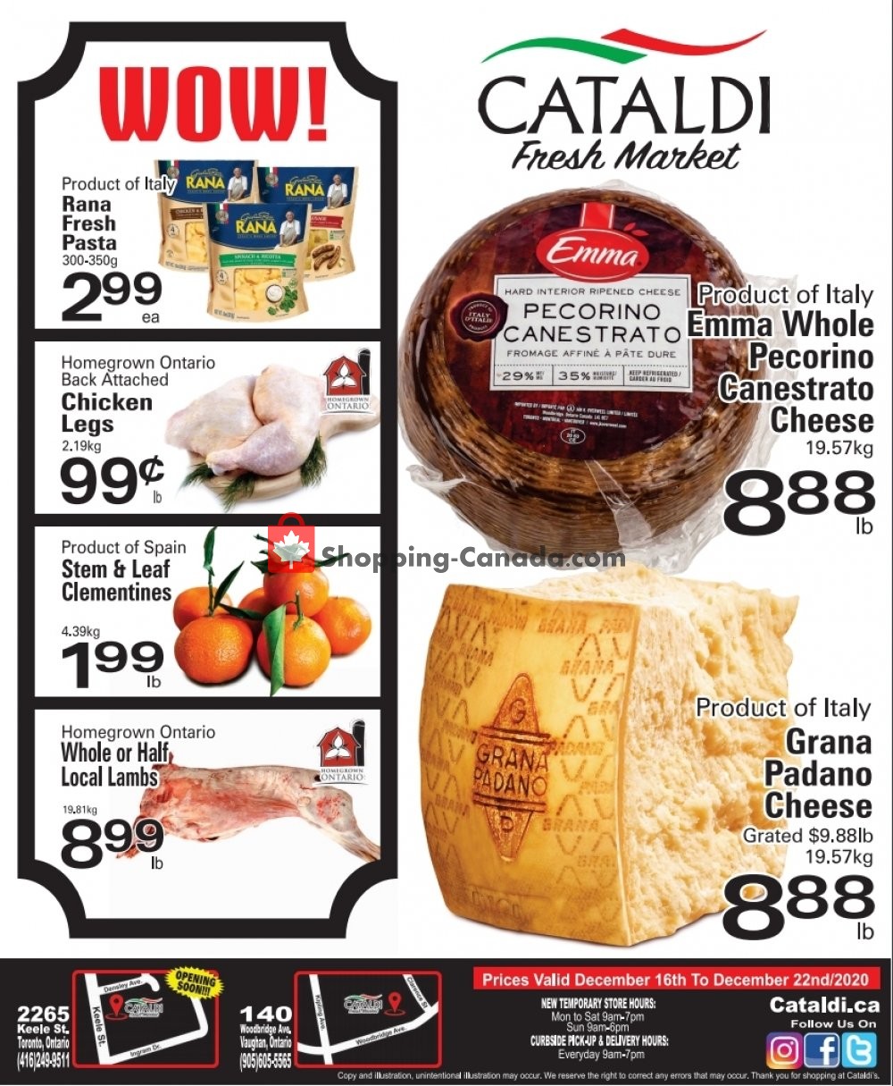 Cataldi Fresh Market flyer from Wednesday December 16, 2020 to Tuesday December 22, 2020 - page 1