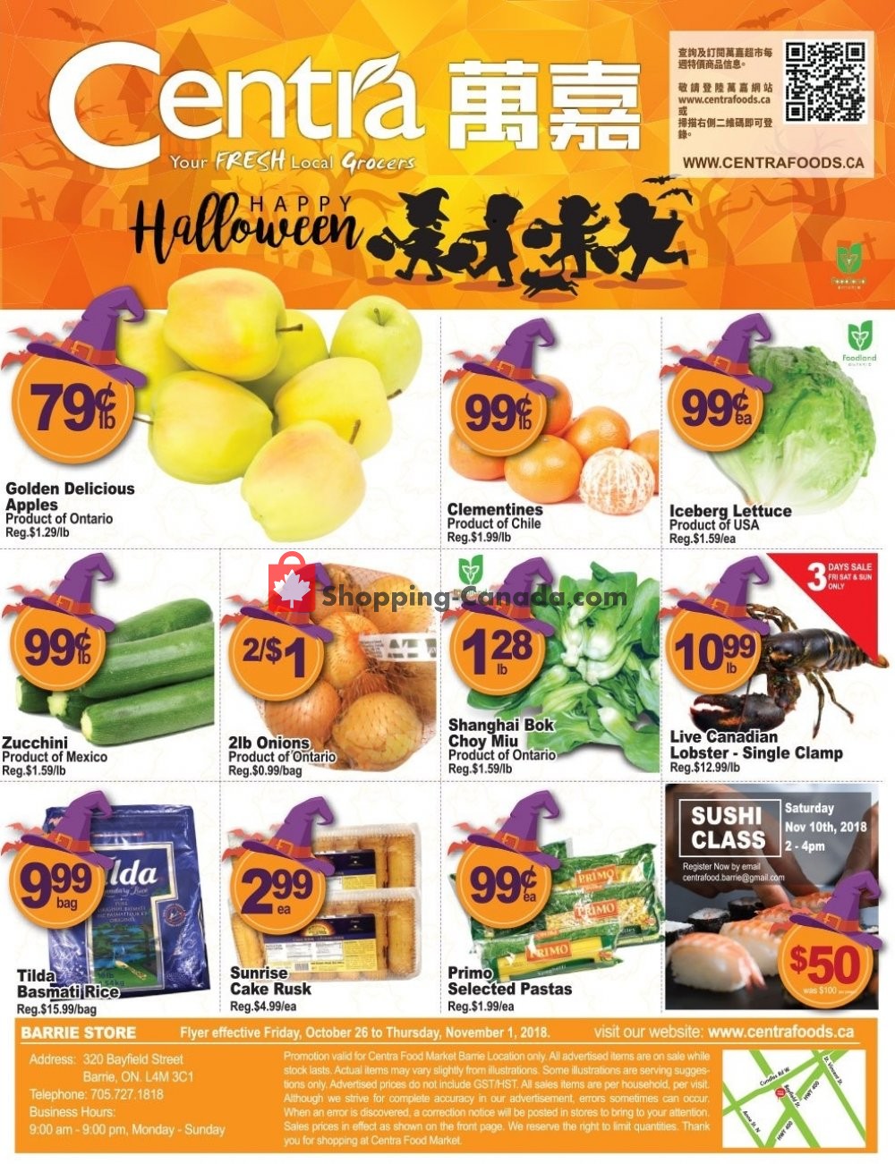 Centra Food Market flyer from Friday October 26, 2018 to Thursday November 1, 2018 - page 1
