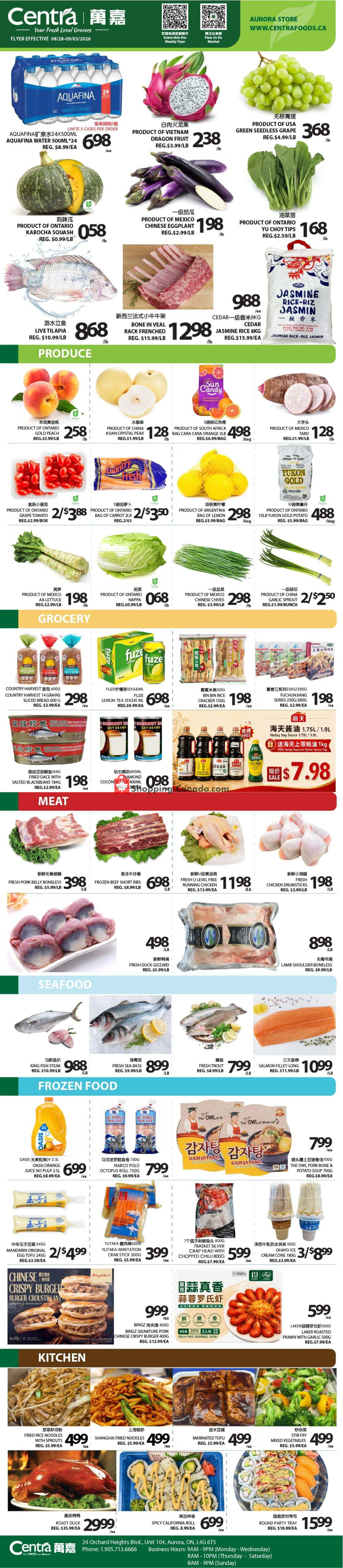 Centra Food Market flyer from Thursday August 27, 2026 to Wednesday September 2, 2026 - page 1