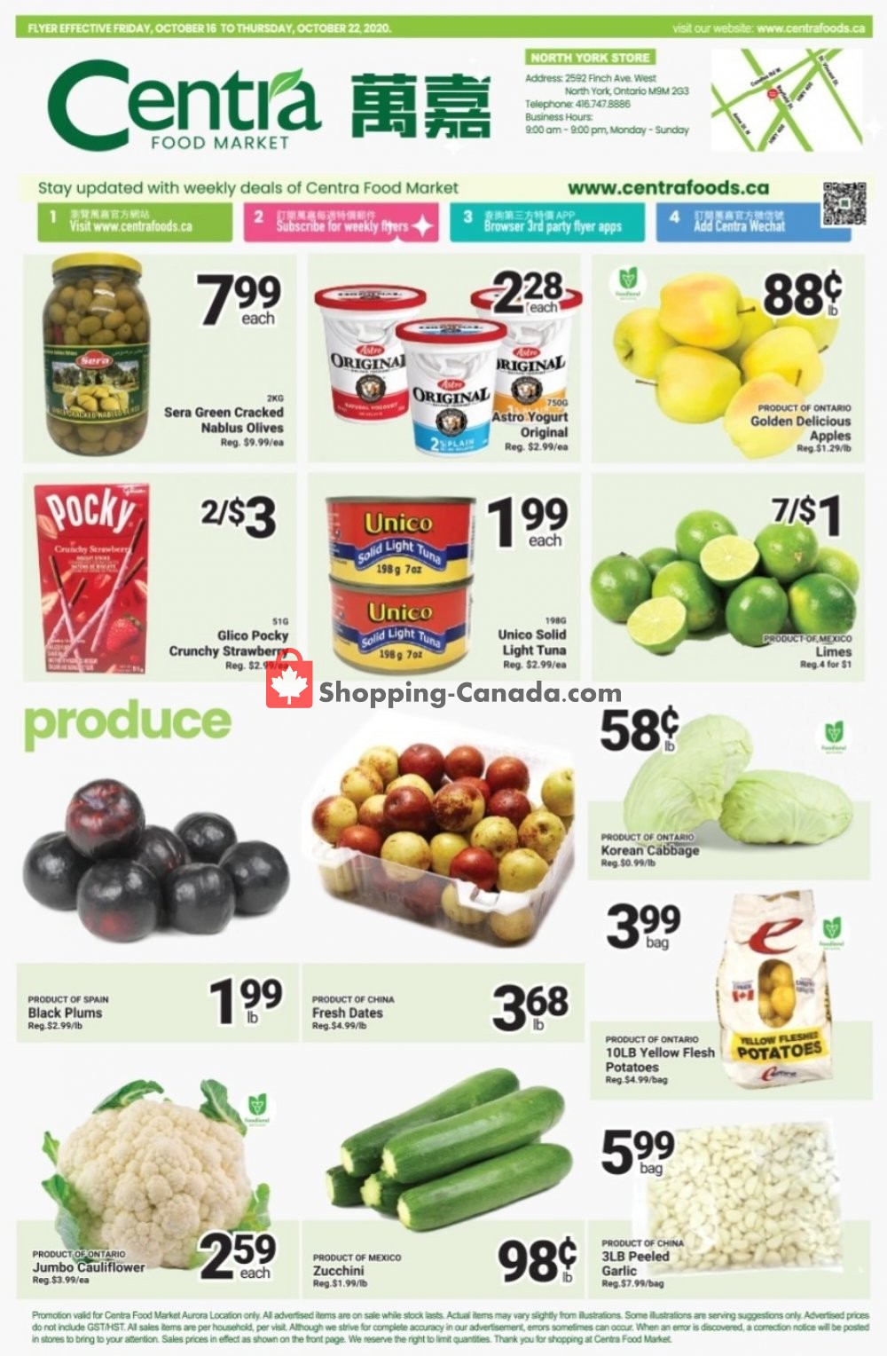 Centra Food Market flyer from Friday October 16, 2020 to Thursday October 22, 2020 - page 1