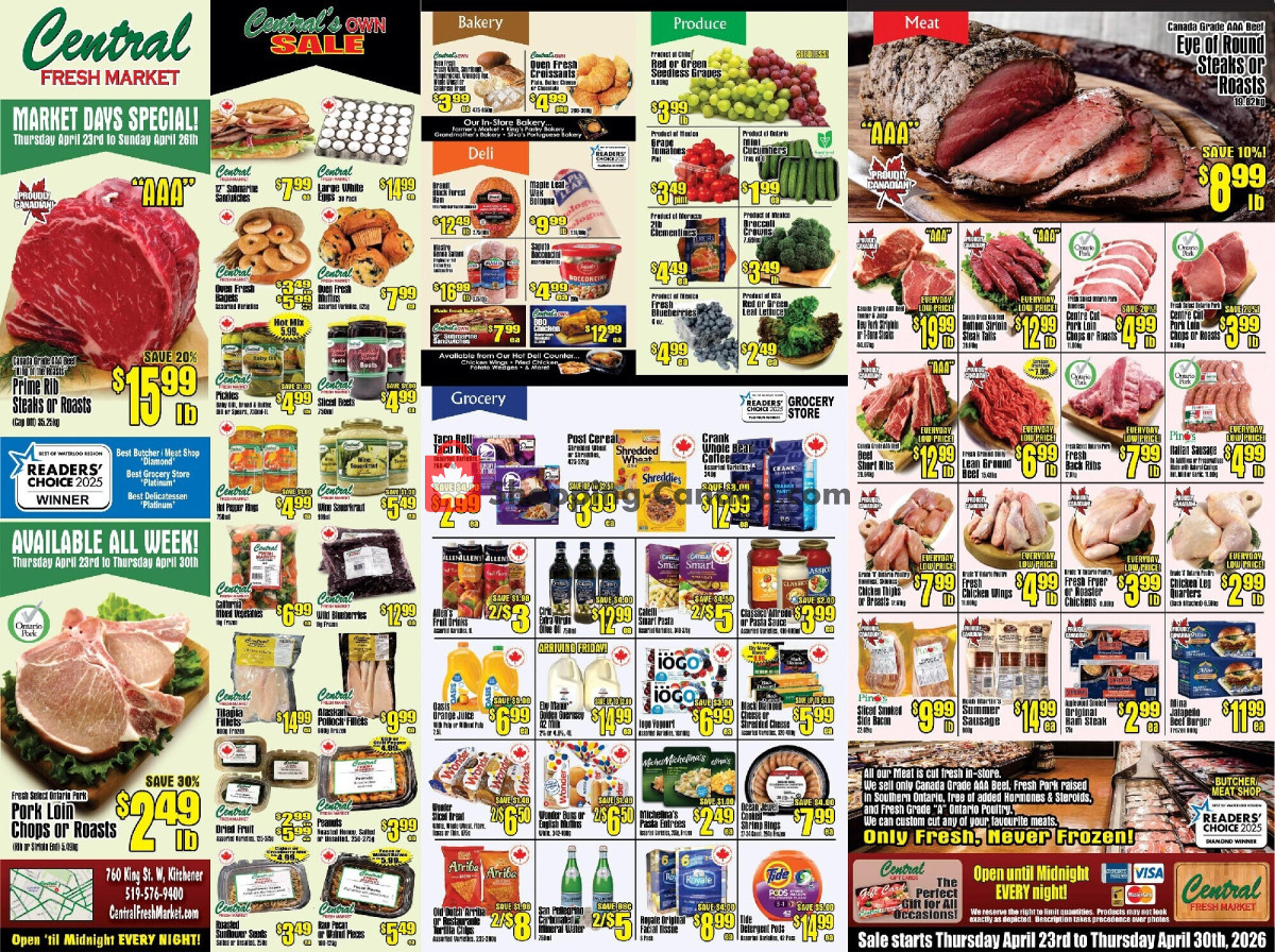 Central Fresh Market flyer from Thursday April 23, 2026 to Thursday April 30, 2026 - page 1