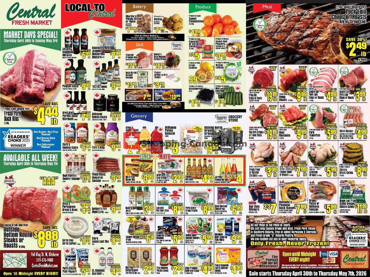 Central Fresh Market flyer from Thursday April 30, 2026 to Thursday May 7, 2026 - page 1