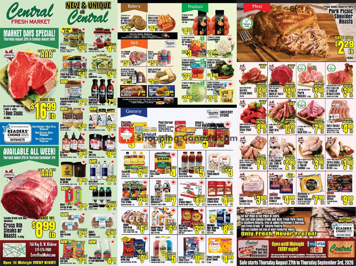 Central Fresh Market flyer from Thursday August 27, 2026 to Thursday September 3, 2026 - page 1
