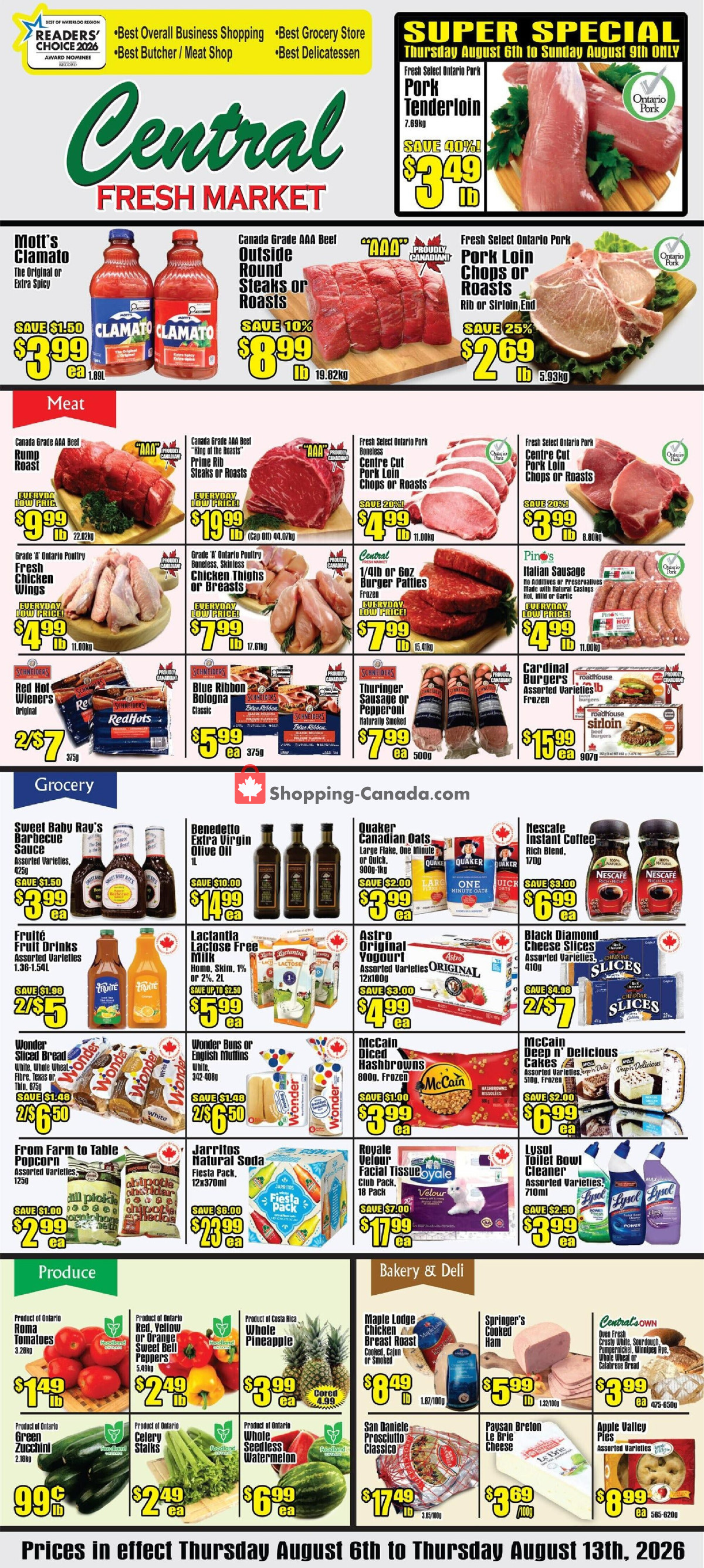 Central Fresh Market flyer from Thursday August 6, 2026 to Thursday August 13, 2026 - page 1