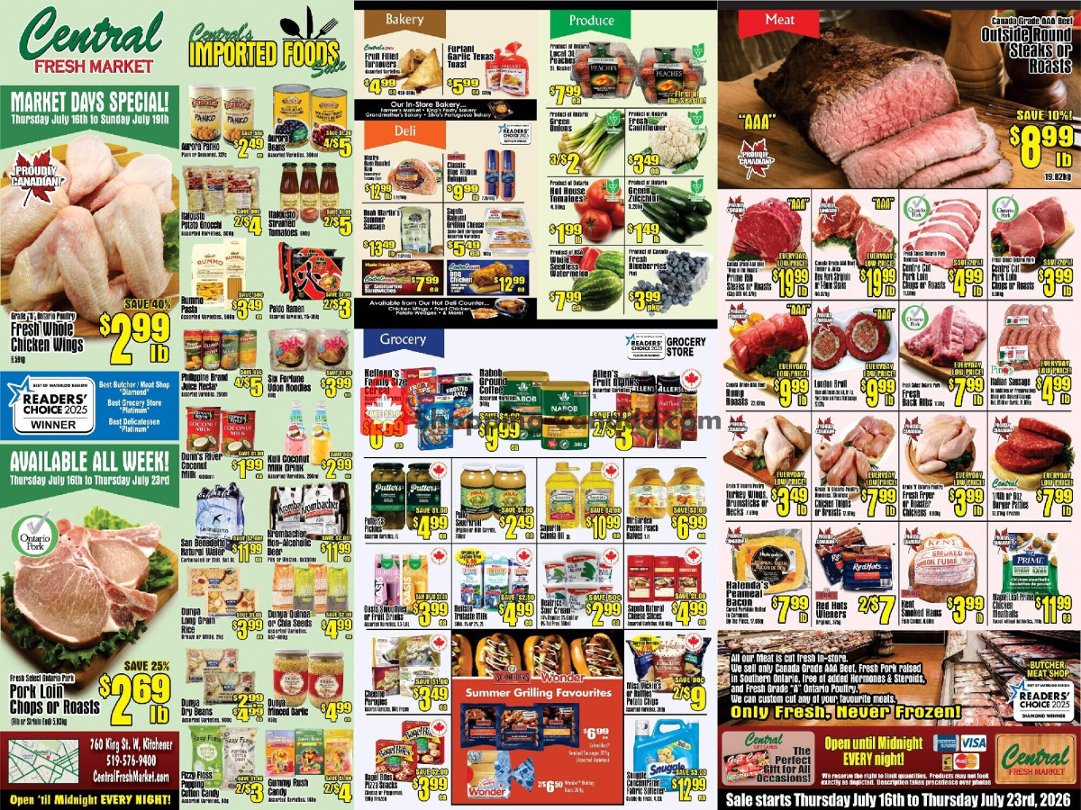 Central Fresh Market flyer from Thursday July 16, 2026 to Thursday July 23, 2026 - page 1
