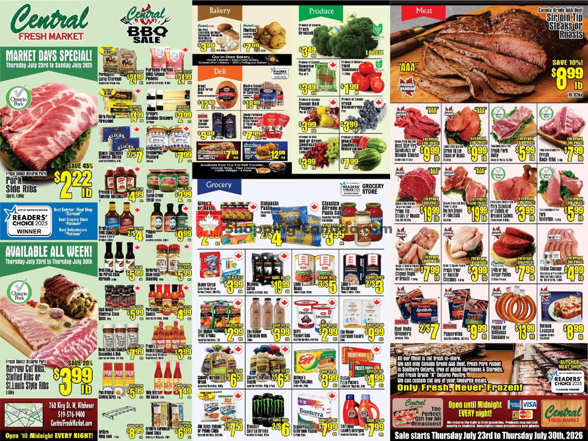 Central Fresh Market flyer from Thursday July 23, 2026 to Thursday July 30, 2026 - page 1