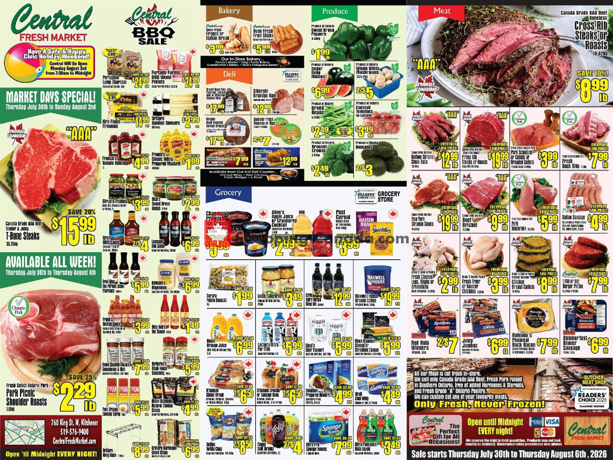 Central Fresh Market flyer from Thursday July 30, 2026 to Thursday August 6, 2026 - page 1