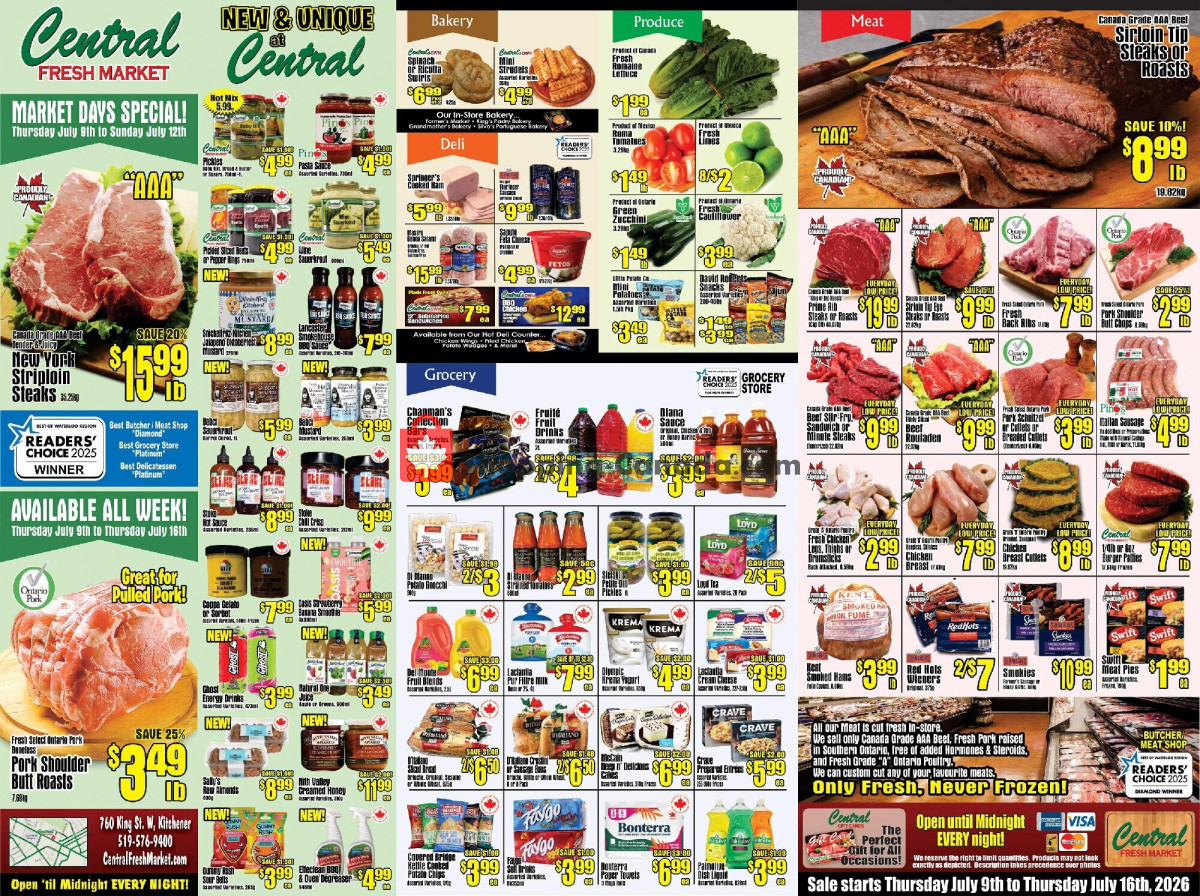 Central Fresh Market flyer from Thursday July 9, 2026 to Thursday July 16, 2026 - page 1