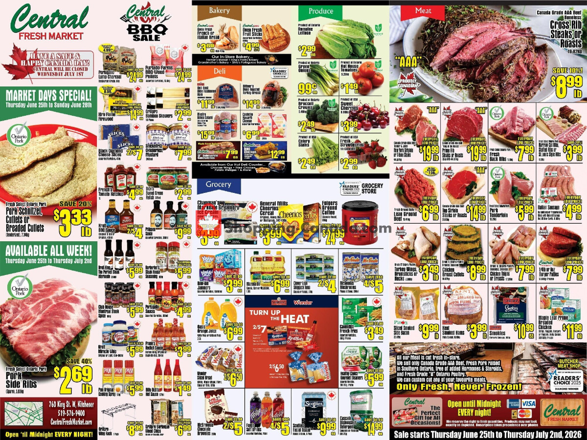 Central Fresh Market flyer from Thursday June 25, 2026 to Thursday July 2, 2026 - page 1