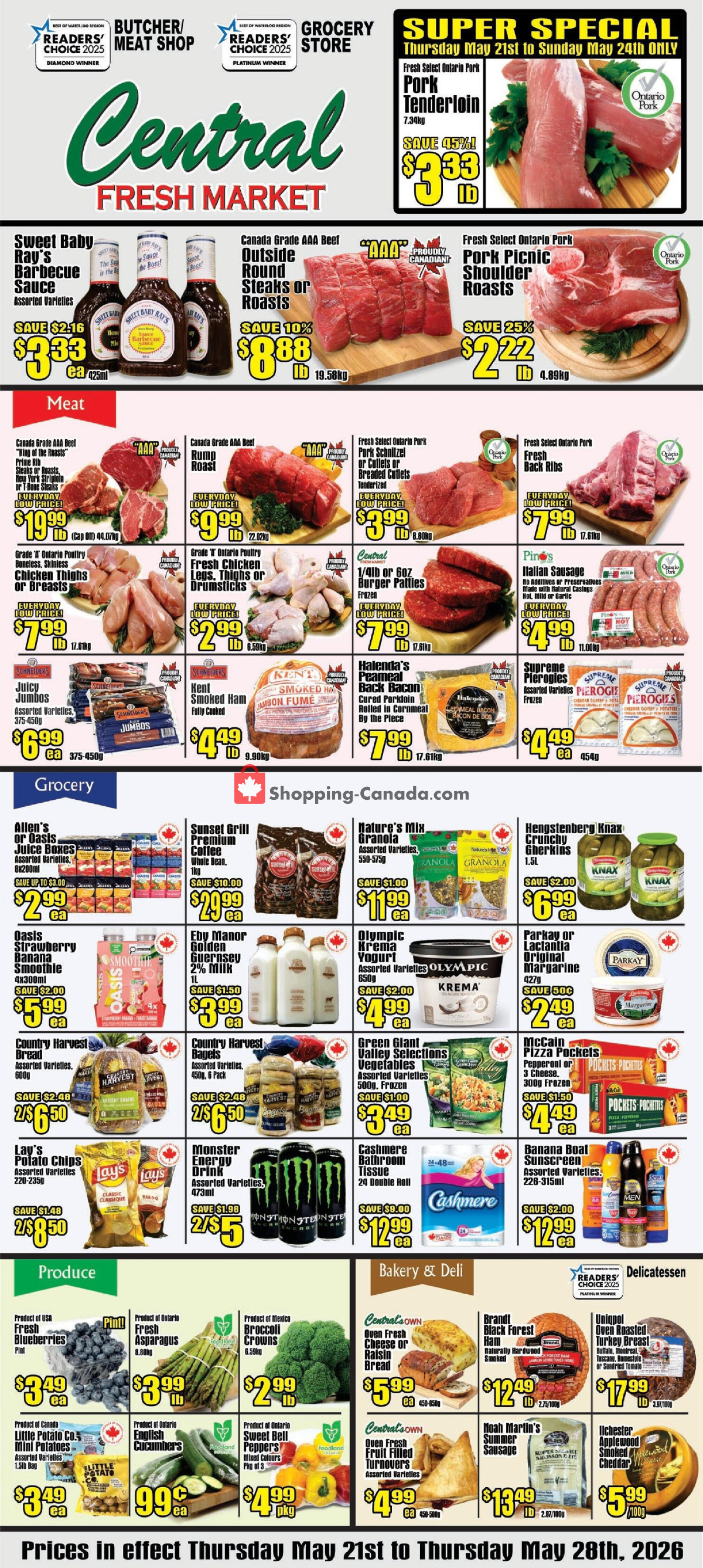 Central Fresh Market flyer from Thursday May 21, 2026 to Thursday May 28, 2026 - page 1