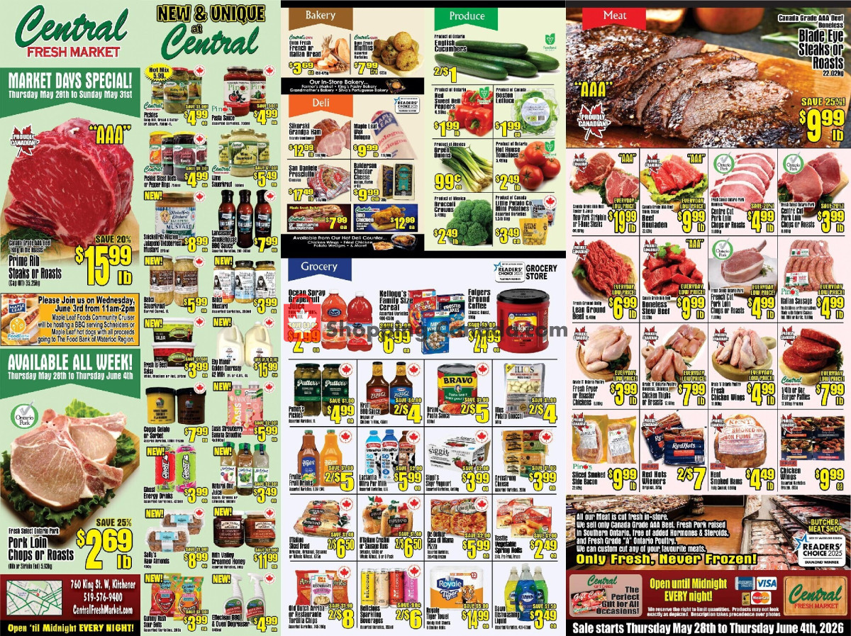 Central Fresh Market flyer from Thursday May 28, 2026 to Thursday June 4, 2026 - page 1