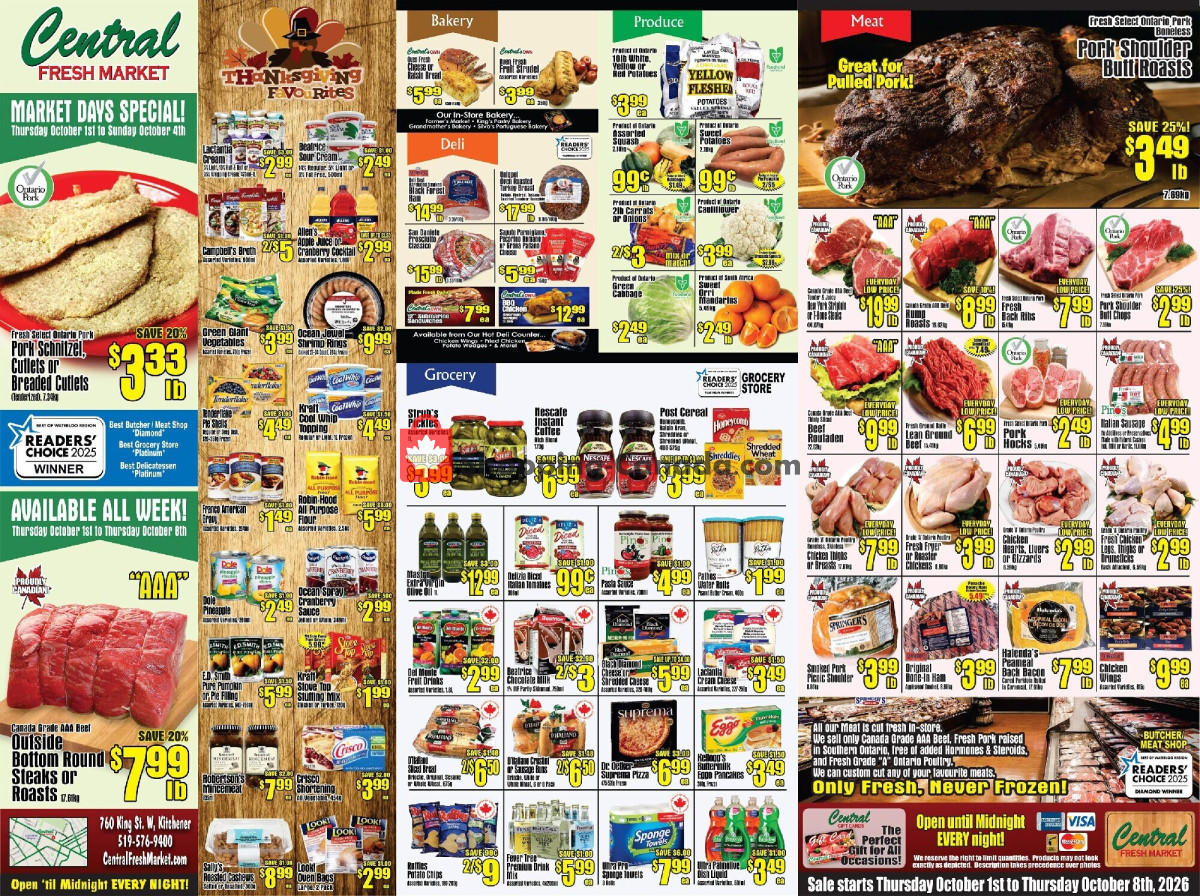 Central Fresh Market flyer from Thursday October 1, 2026 to Thursday October 8, 2026 - page 1