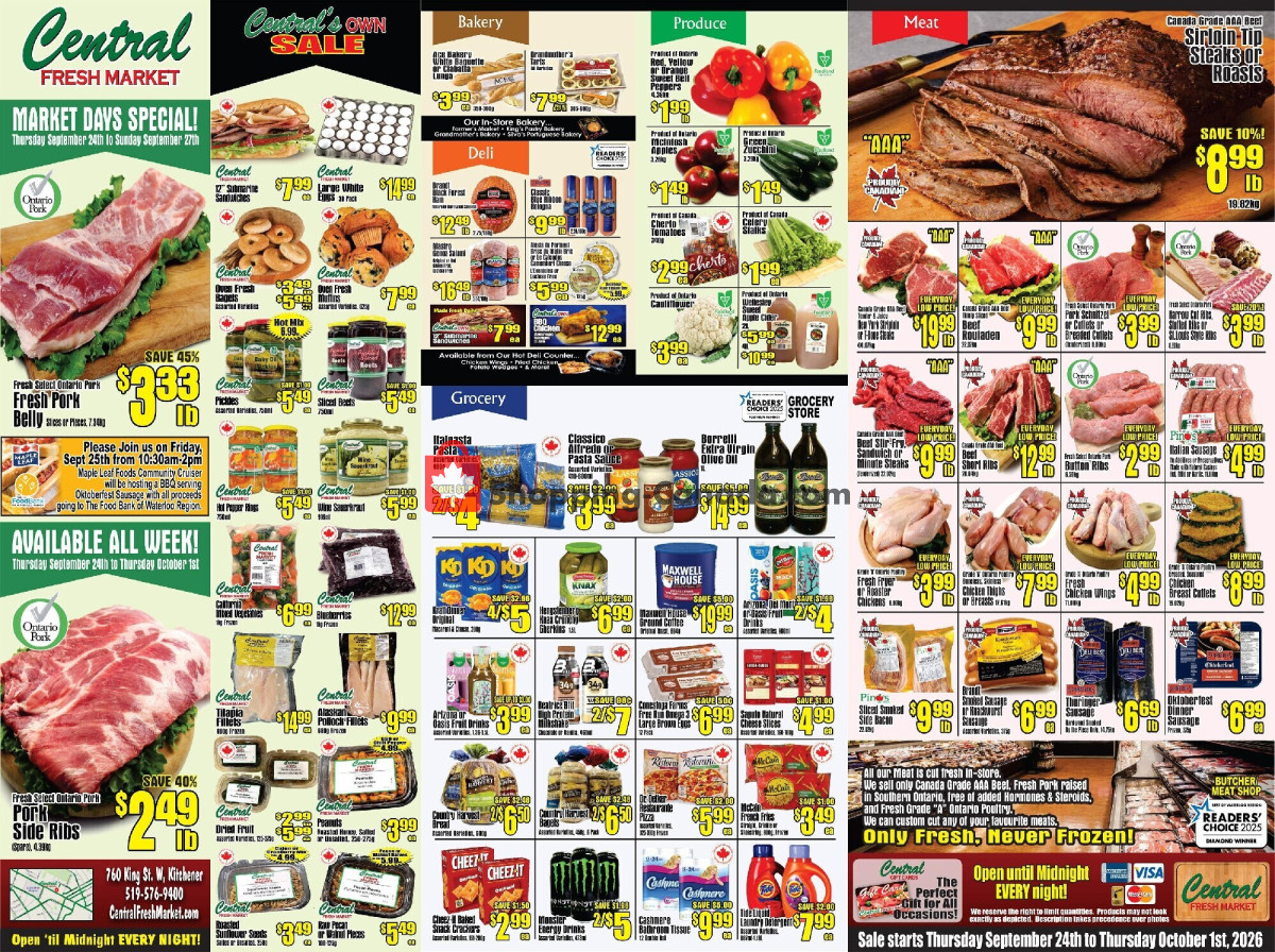 Central Fresh Market flyer from Thursday September 24, 2026 to Thursday October 1, 2026 - page 1