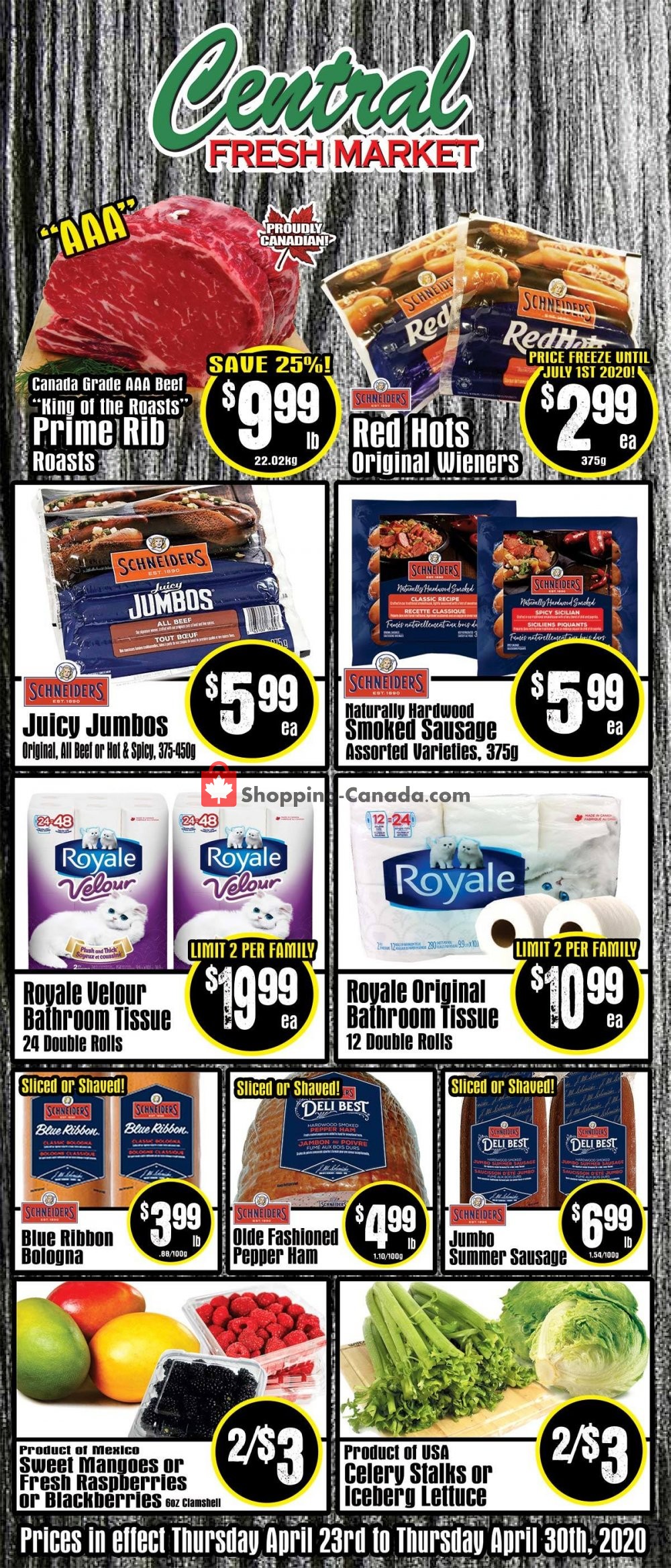 Central Fresh Market flyer from Thursday April 23, 2020 to Thursday April 30, 2020 - page 1