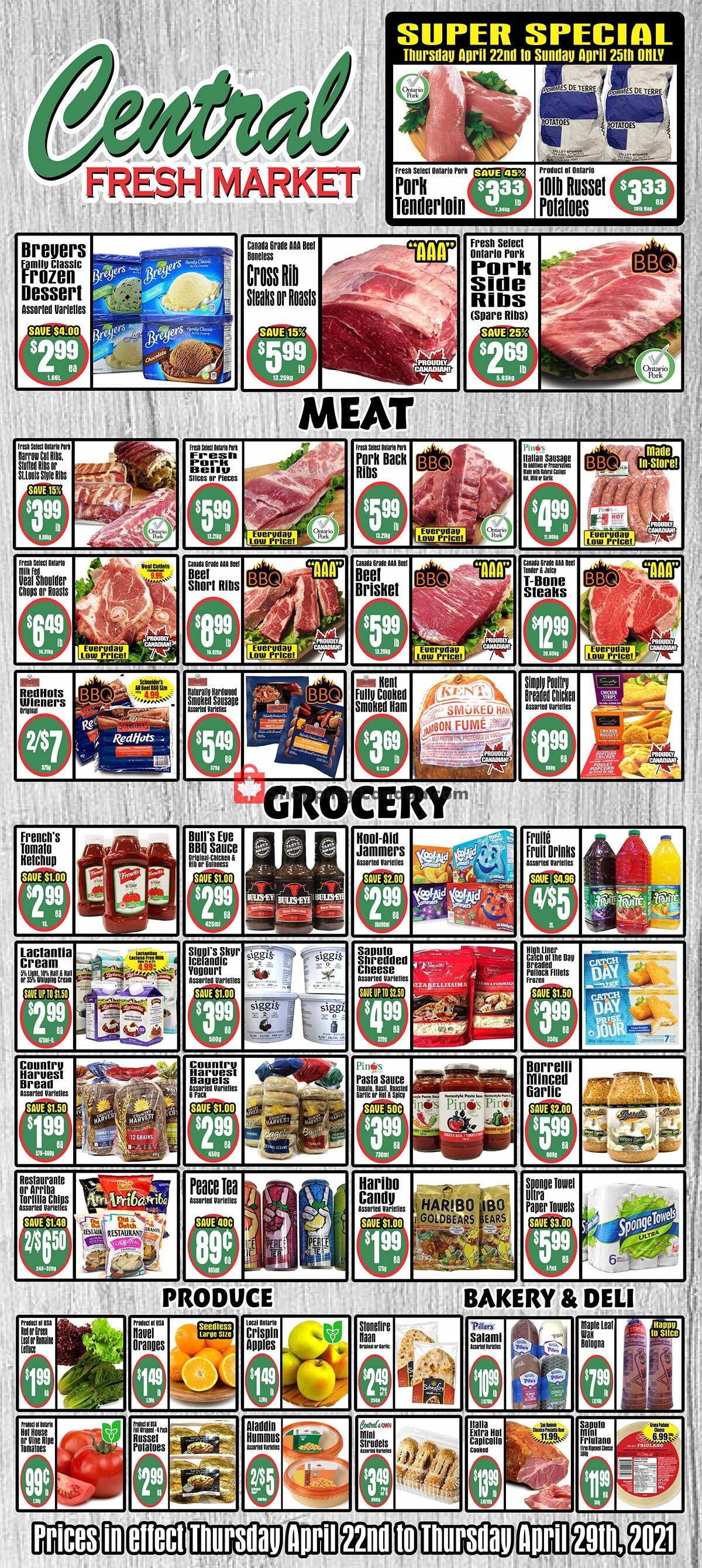 Central Fresh Market flyer from Thursday April 22, 2021 to Thursday April 29, 2021 - page 1
