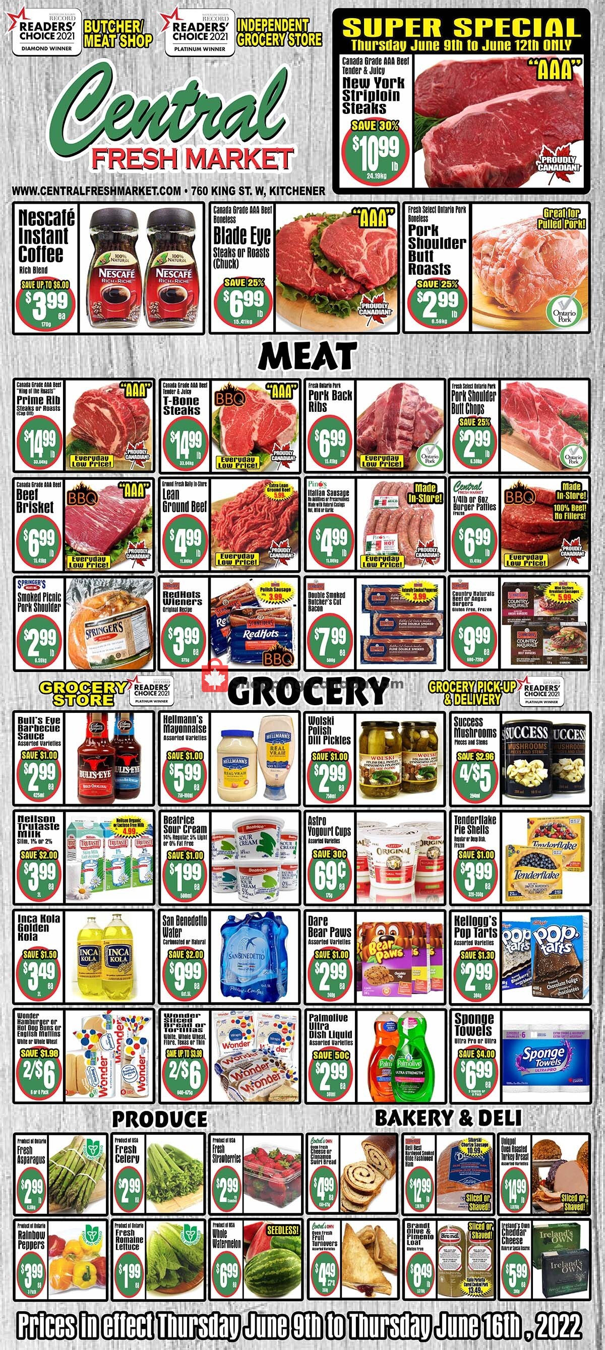 Central Fresh Market flyer from Thursday June 9, 2022 to Thursday June 16, 2022 - page 1