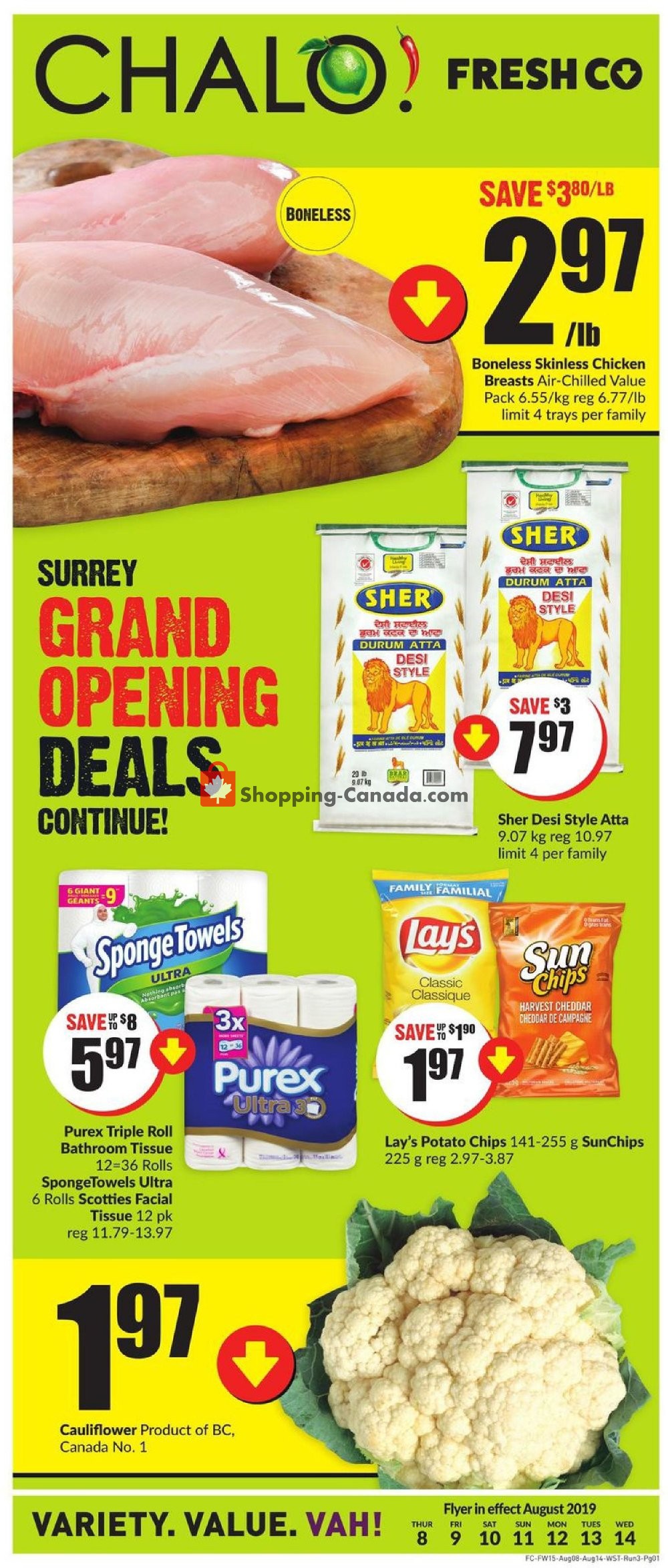 Chalo FreshCo flyer from Thursday August 8, 2019 to Wednesday August 14, 2019 - page 1