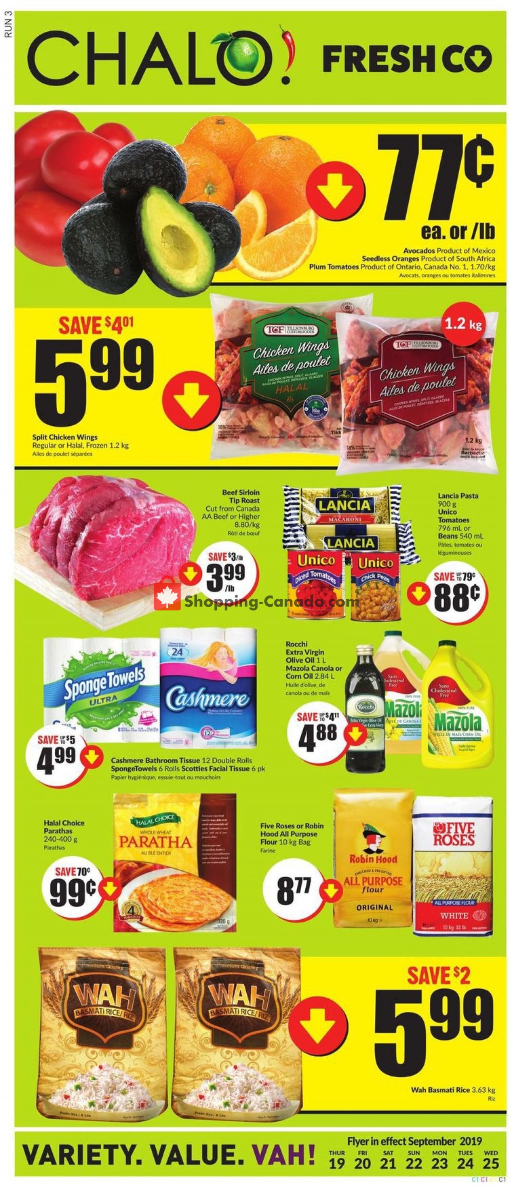 Chalo FreshCo Canada, flyer (Lowering Food Prices) September 19